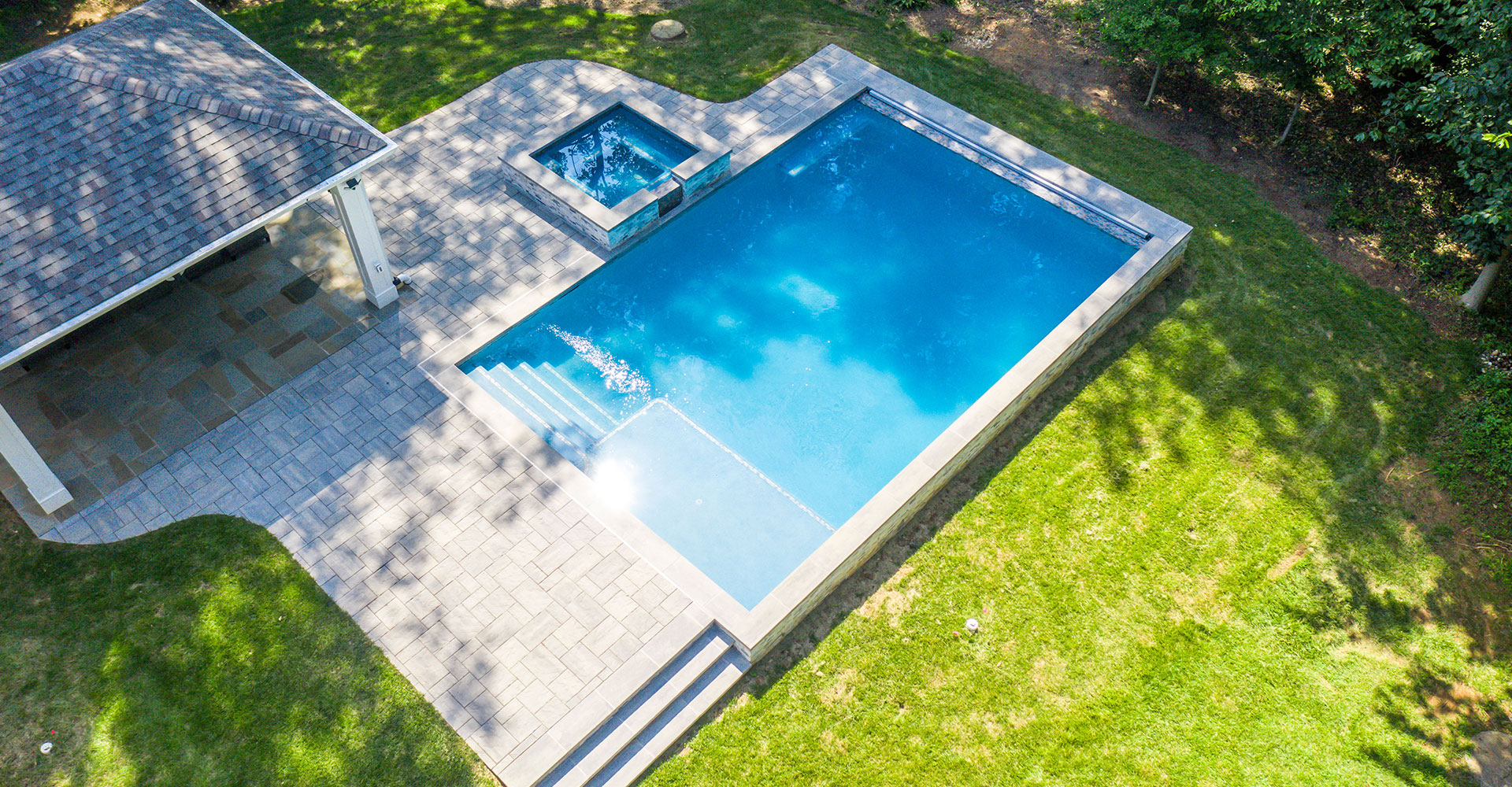 Pavilion Plunge pool with resort inspired custom layout