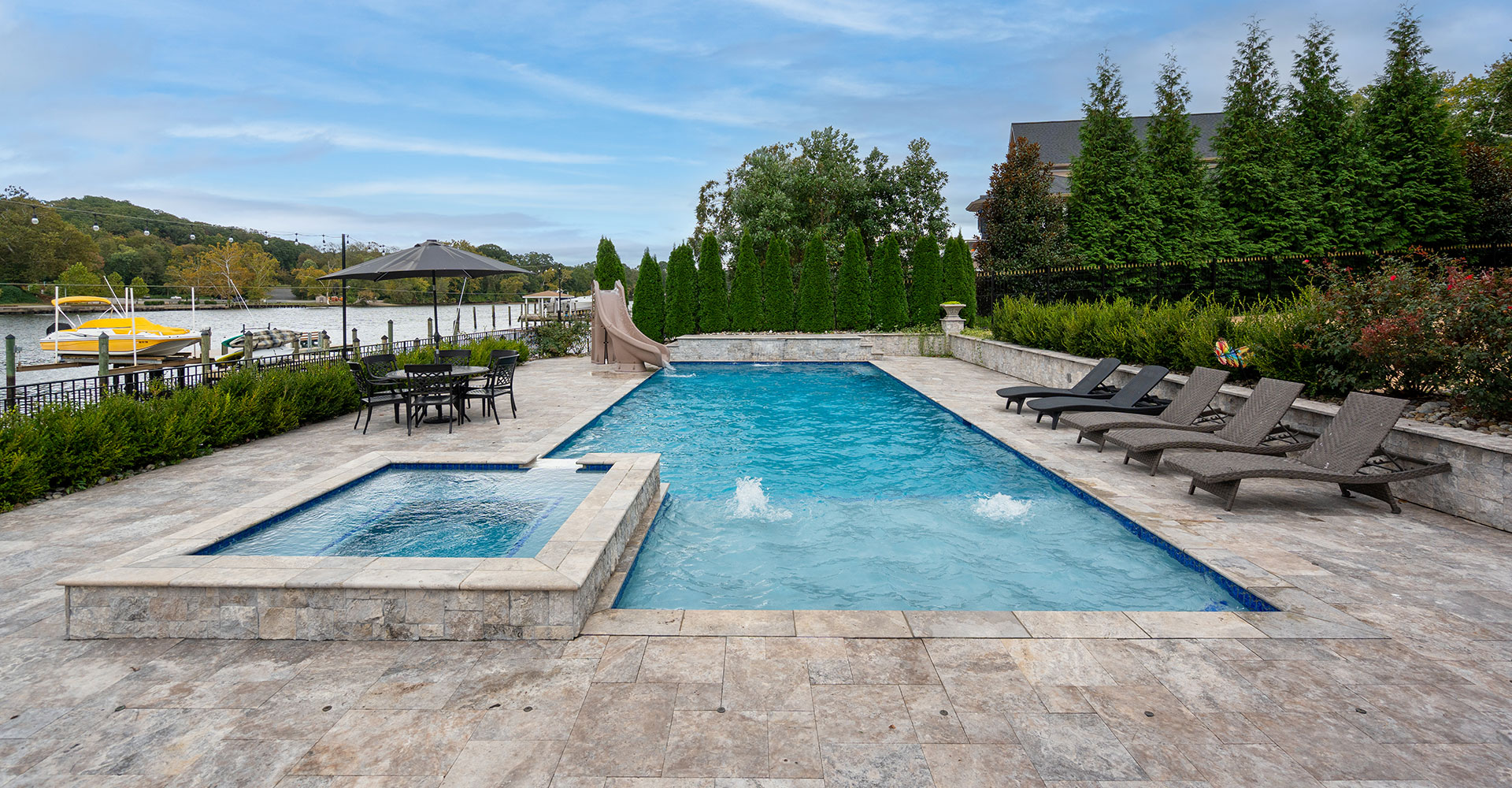 Riverside Retreat pool with serene custom outdoor style